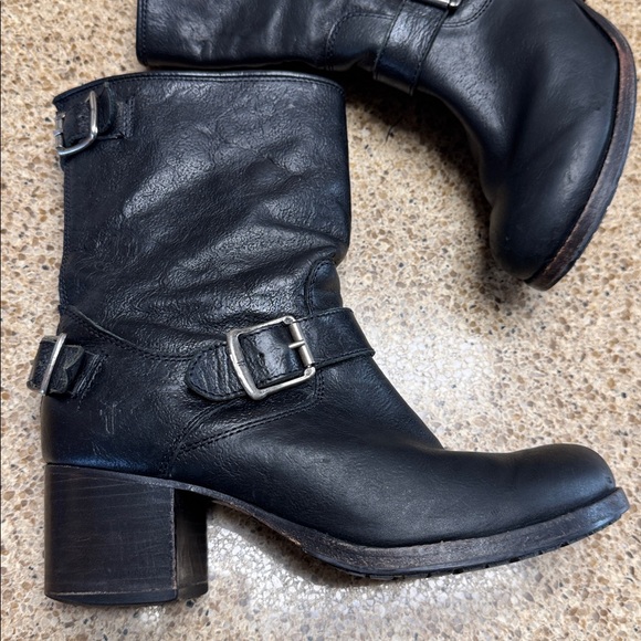 Frye Black Leather Combat Boots - Picture 3 of 16